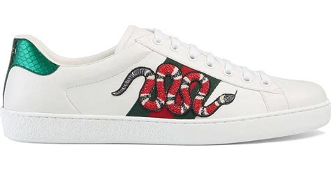 gucci ace embroidered snake shoes